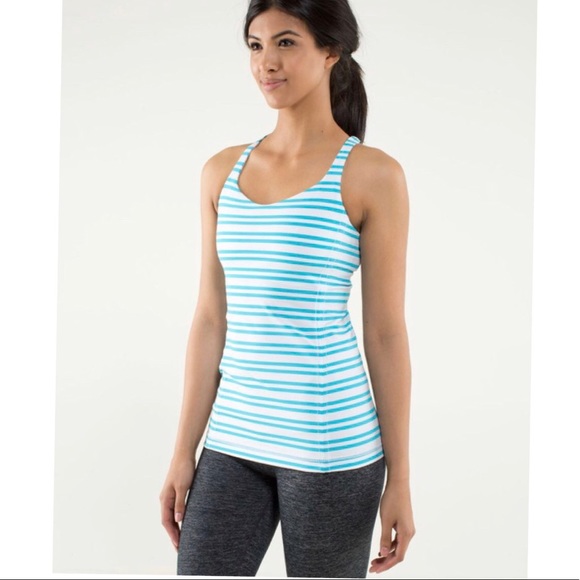 Lululemon Free to be tank Size 8 Stripe Spry Blue - Picture 2 of 9